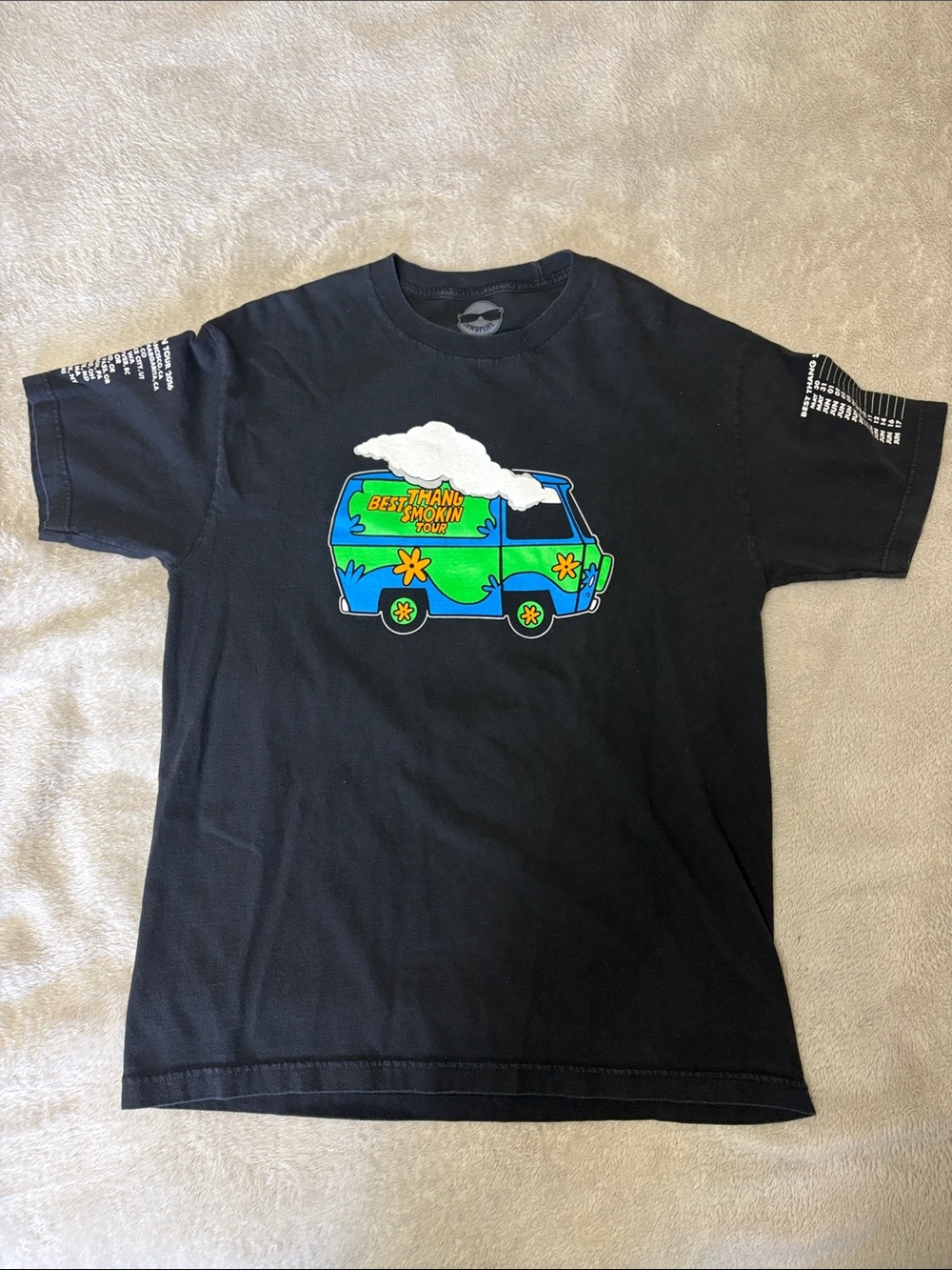 Black Short Sleeve Tee with Colorful Van Graphic
